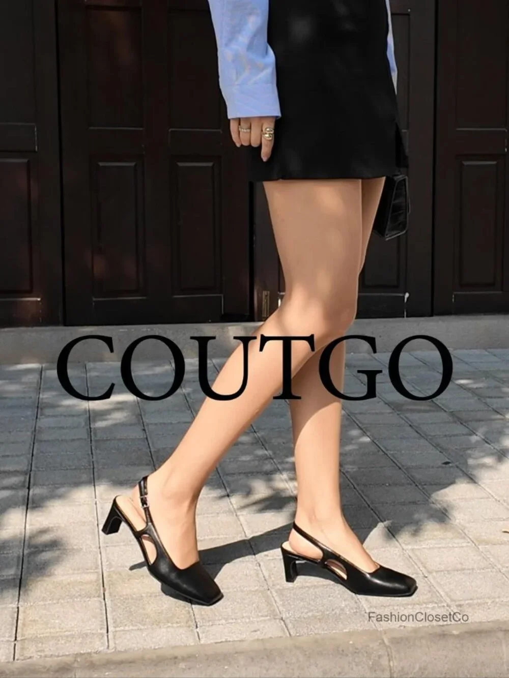 Women's Slingback Chunky Low Heels Closed Square Toe Pumps Dress Shoes Faux